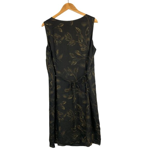 Norton McNaughton Sleeveless Black & Gold Leaf Pattern Dress XL Polyester - Picture 2 of 5